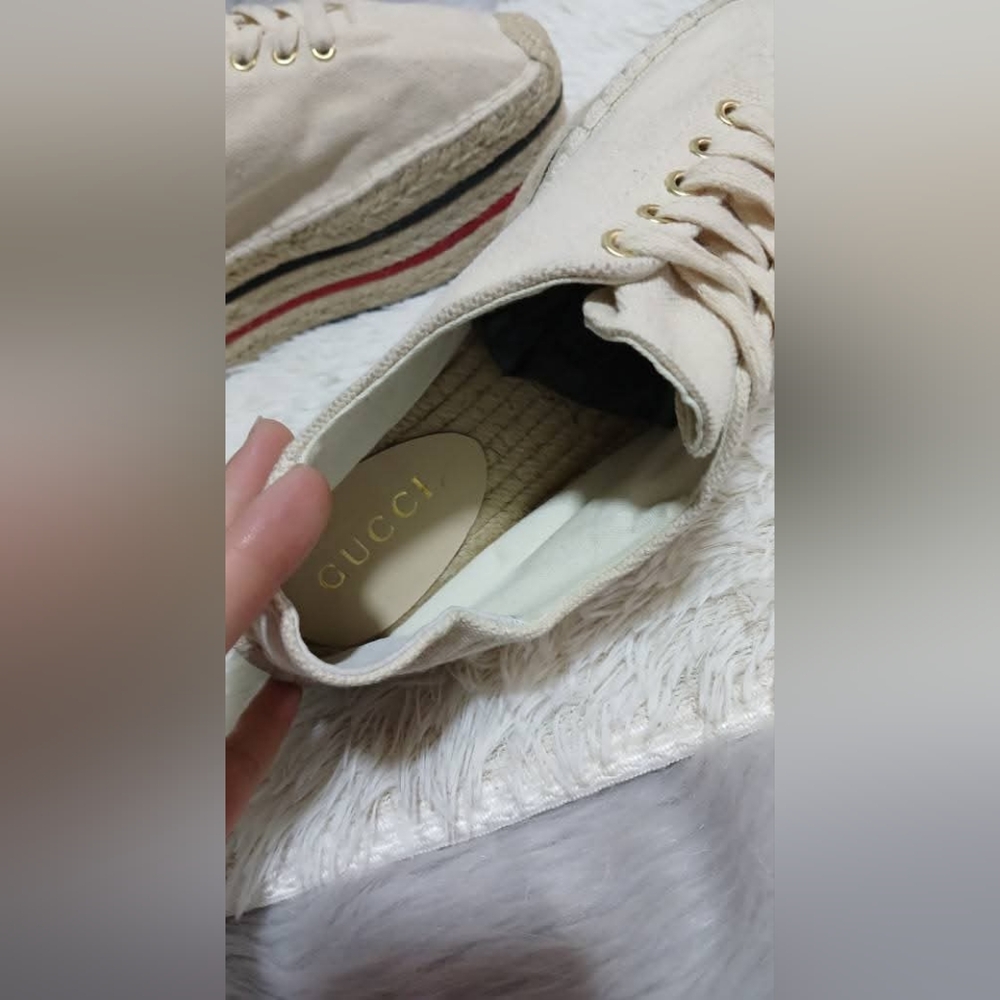 Gucci Web Accent Canvas Espadrille Sneakers size 38 - Picture 12 of 14